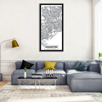 Singapore City Map Wall Art
