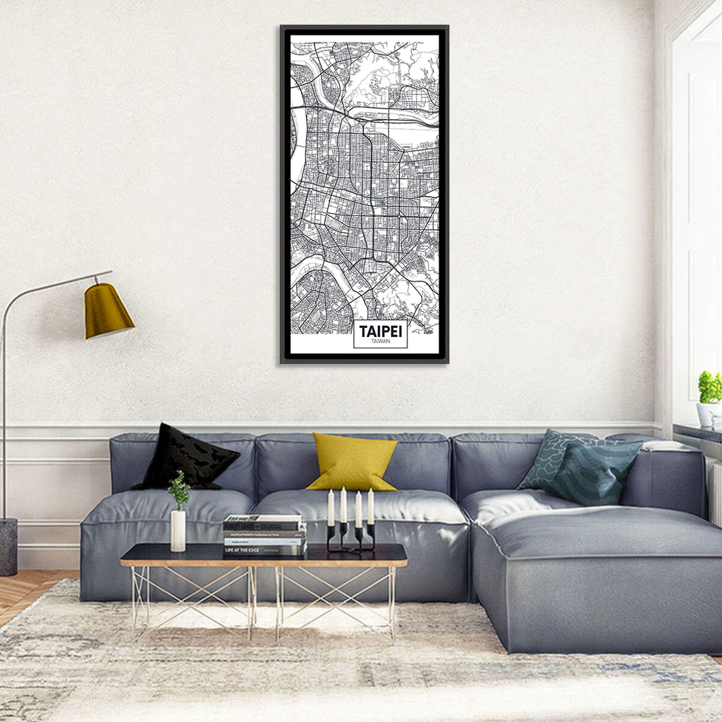 Taipei Street Grid Map Wall Art