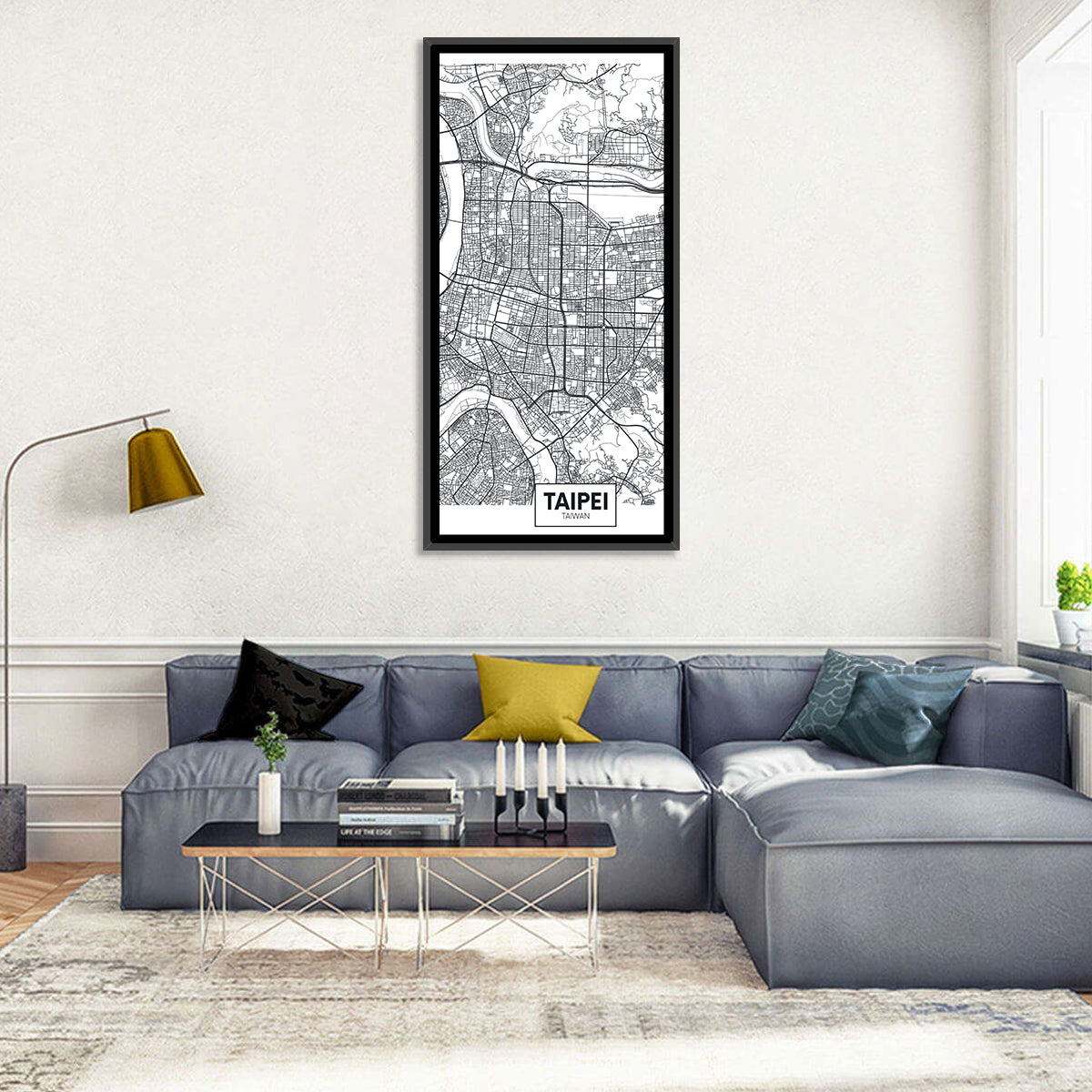 Taipei Street Grid Map Wall Art