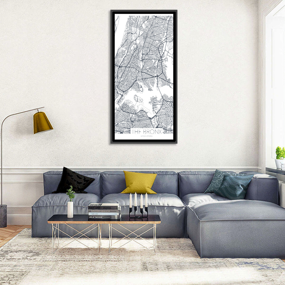 Bronx Black and White Map Wall Art