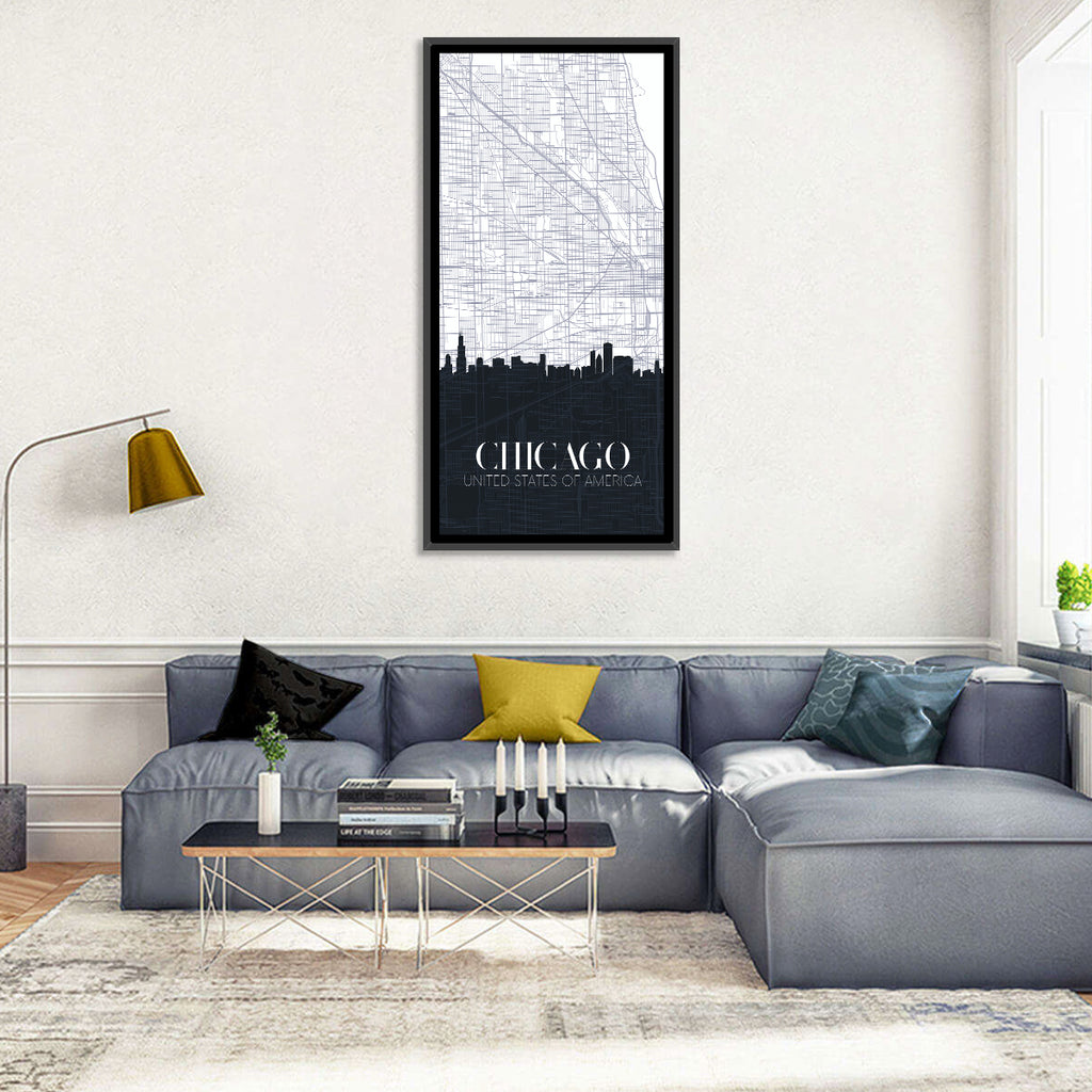 Chicago Skyline Map Wall Art