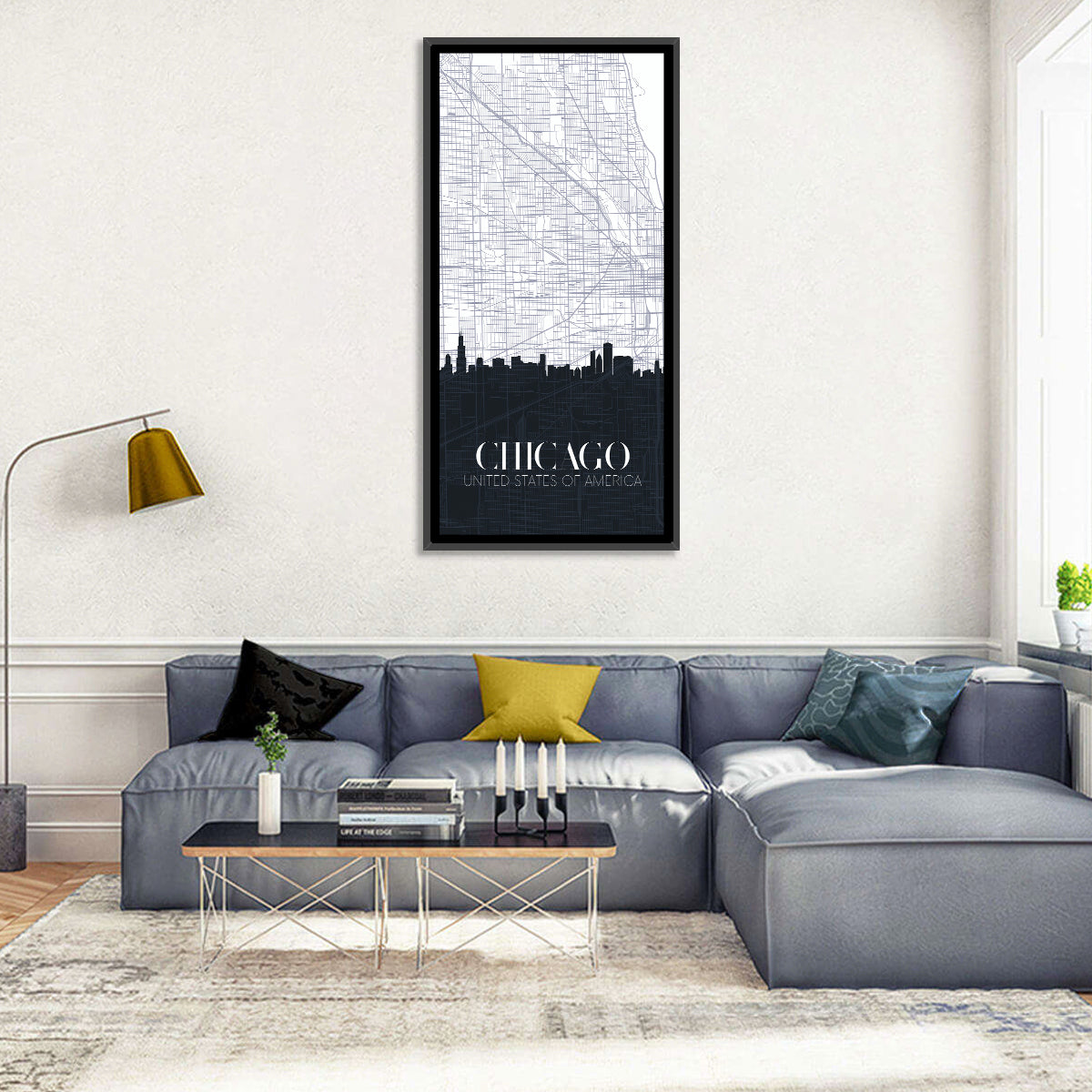 Chicago Skyline Map Wall Art