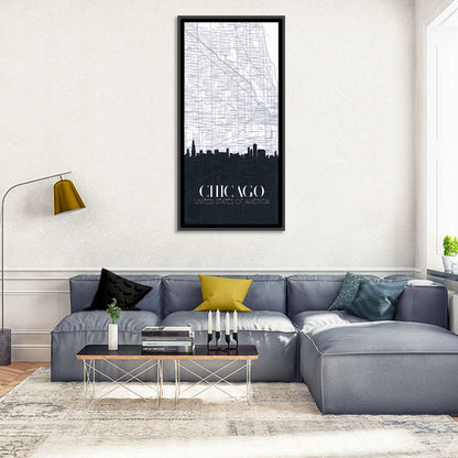 Chicago Skyline Map Wall Art