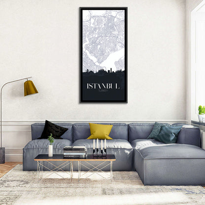 Istanbul Map and Skyline Wall Art