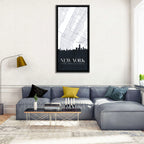 Manhattan Map with Skyline Wall Art