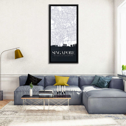 Singapore City Map Silhouette Wall Art