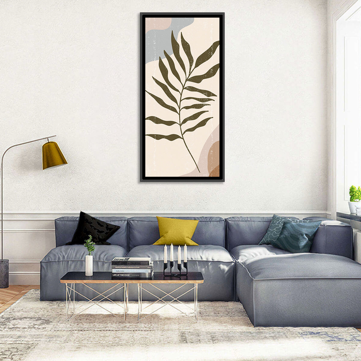 Minimalist Fern Leaf Study Wall Art in a room, portrait