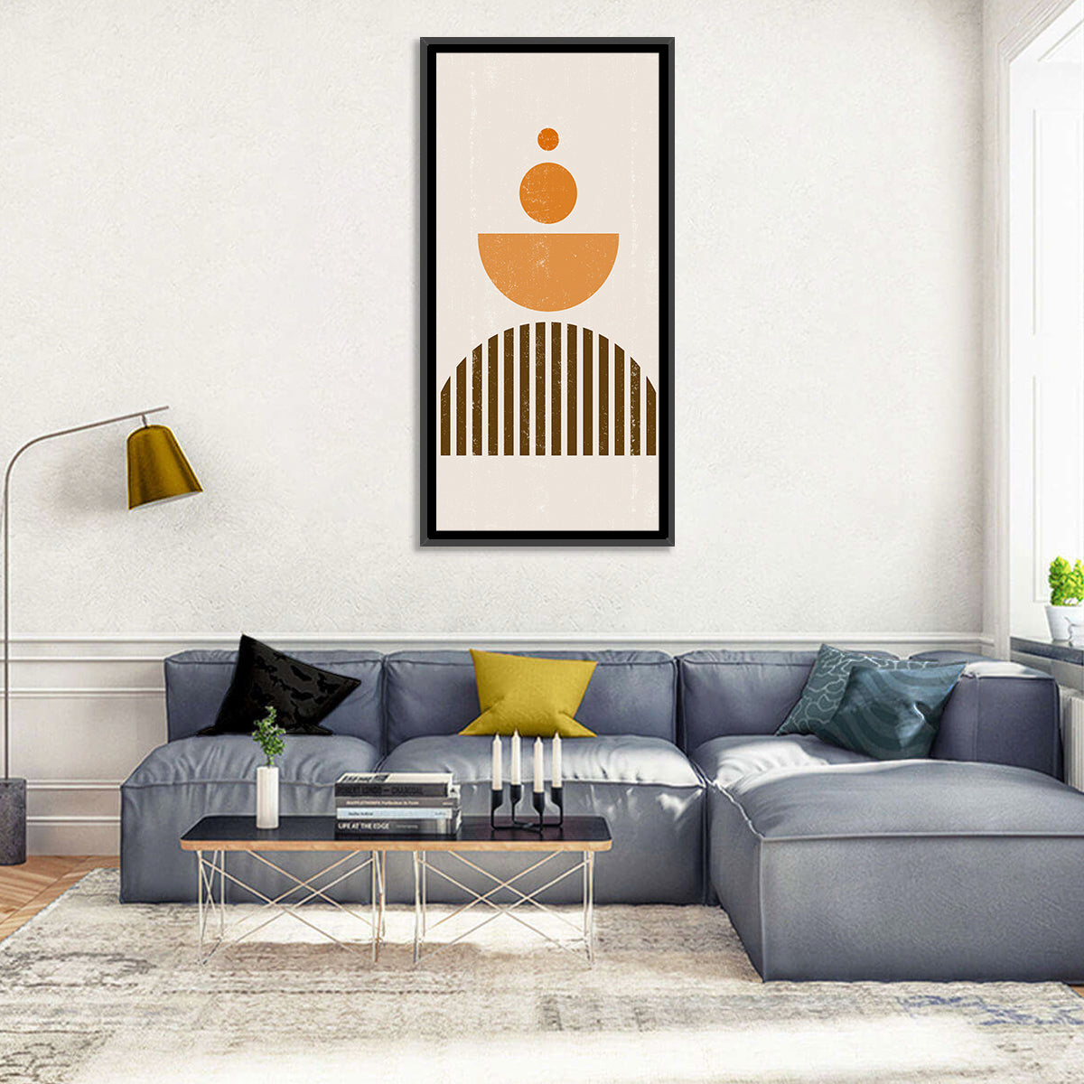 Striped Semicircle Composition Wall Art in a room, portrait