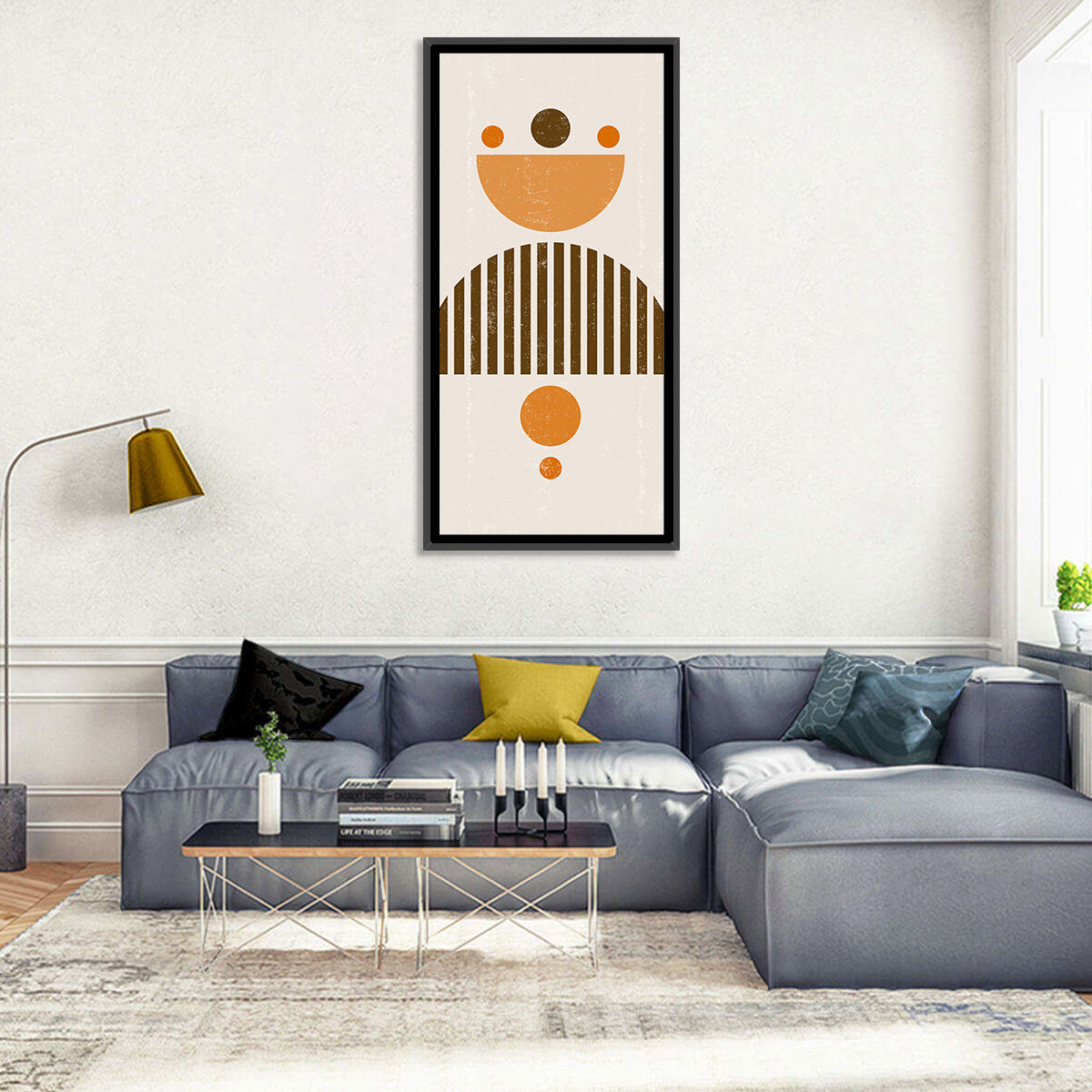 Mid-century Moon and Sun Wall Art in a room, portrait