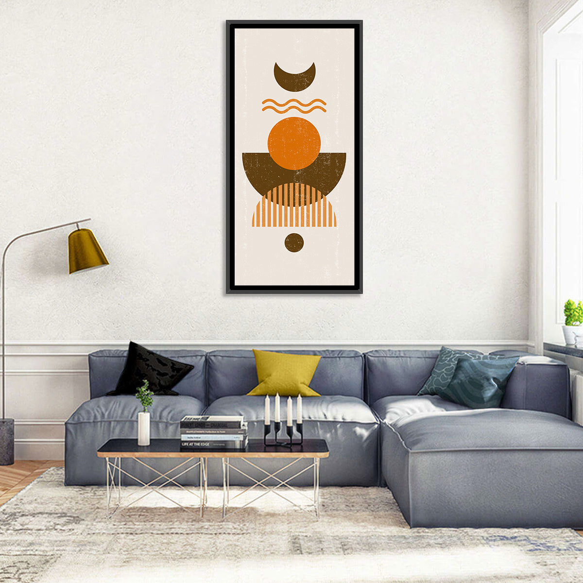 Earthy Sun and Crescent Moon Wall Art