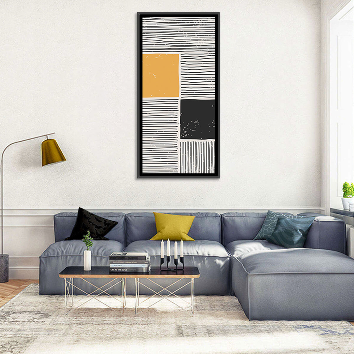 Beige and Yellow Grid Study Wall Art