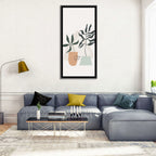 Potted Plants with Hand-drawn Grid Wall Art