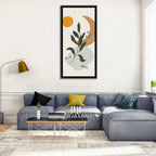 Leafy Branch with Sun and Moon Wall Art