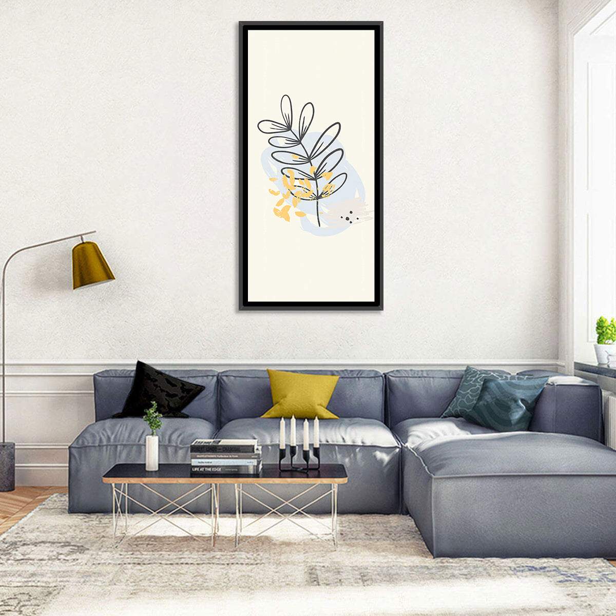 Falling Leaves Illustration Wall Art in a room, portrait
