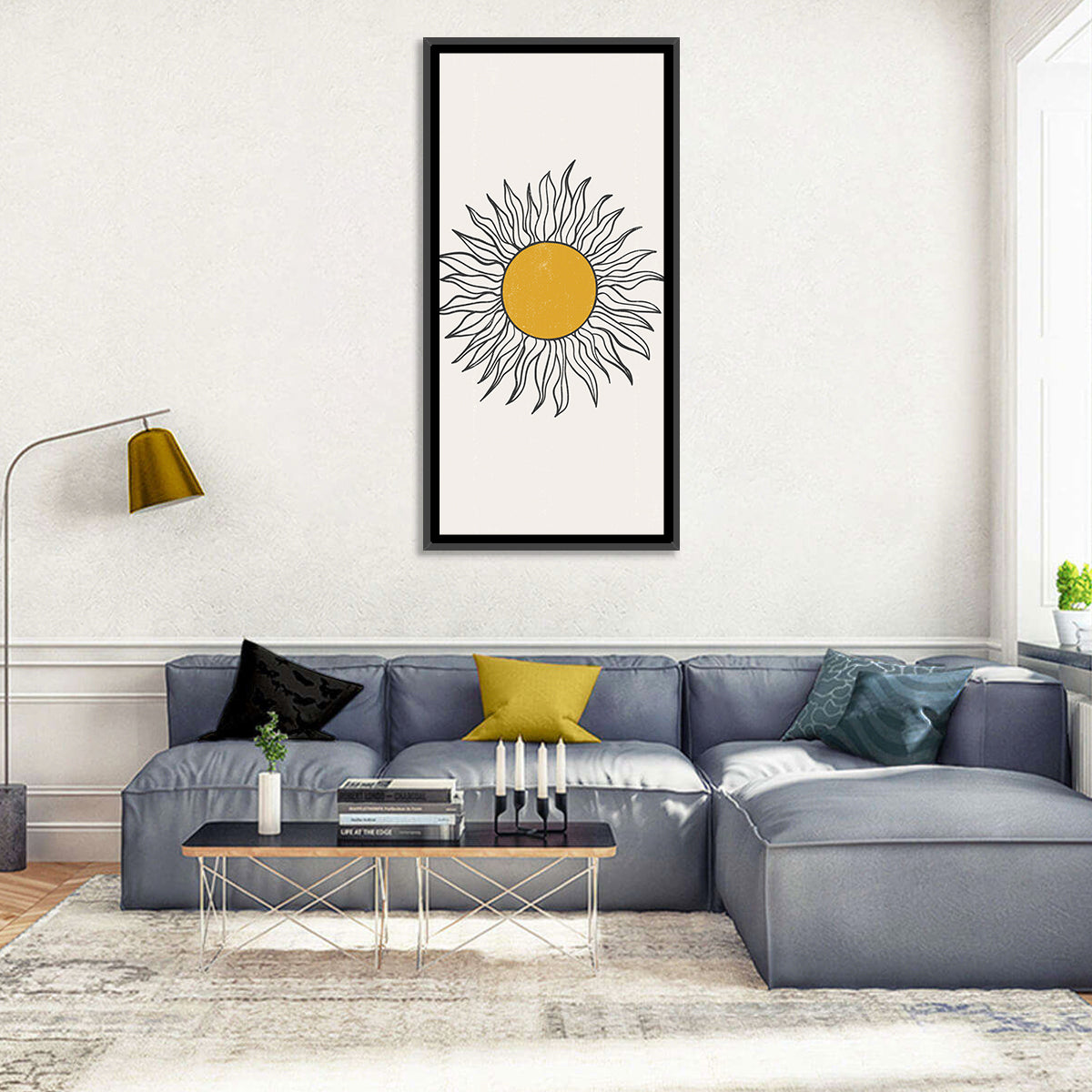 Hand Drawn Sun Study Wall Art in a room, portrait
