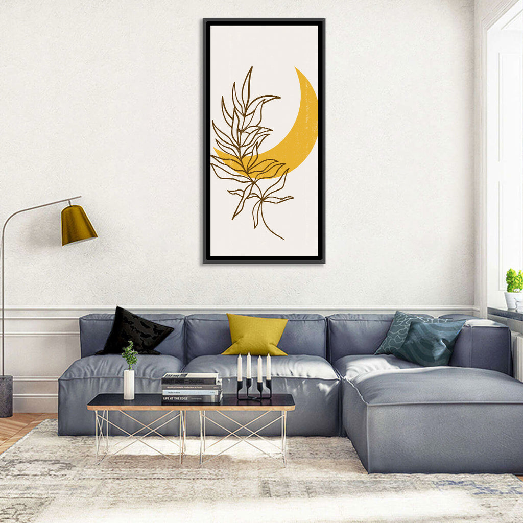 Crescent Moon Leaf Illustration Wall Art