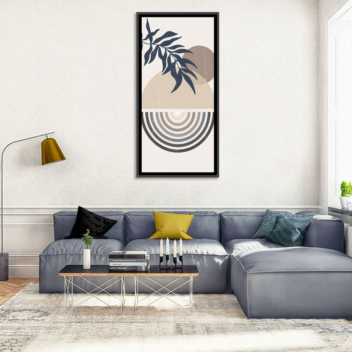 Spheres and Leaves Wall Art in a room, portrait