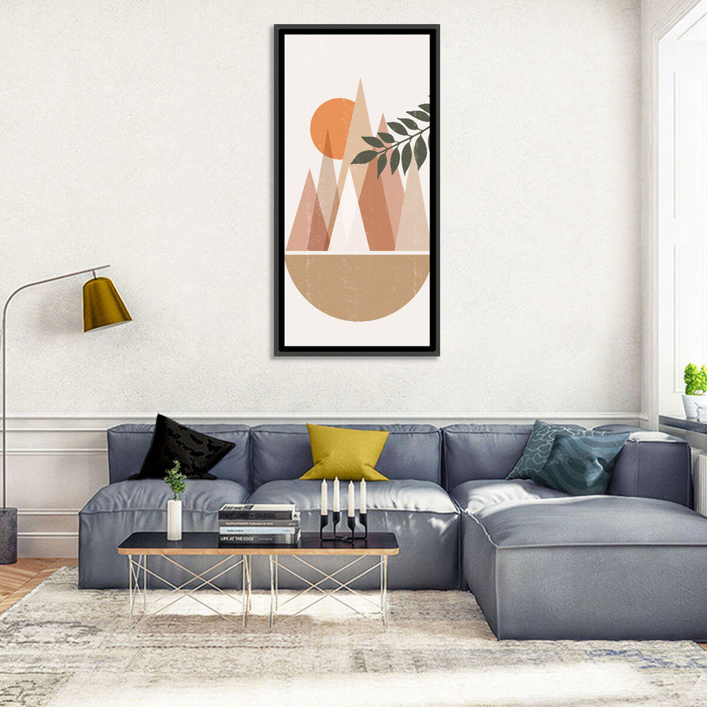 Geometric Mountain Sunset Wall Art