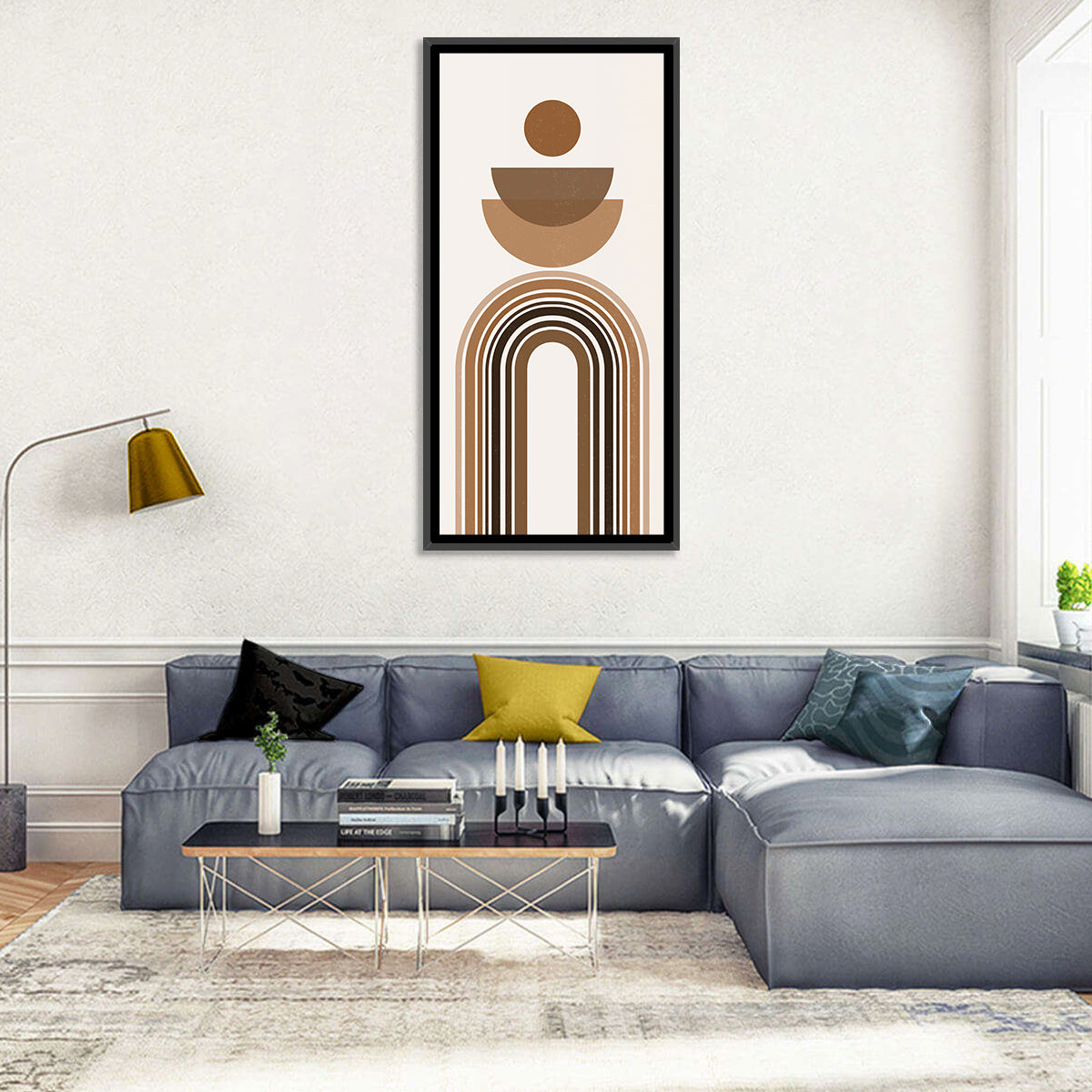 Neutral Rainbow Balance Wall Art in a room, portrait