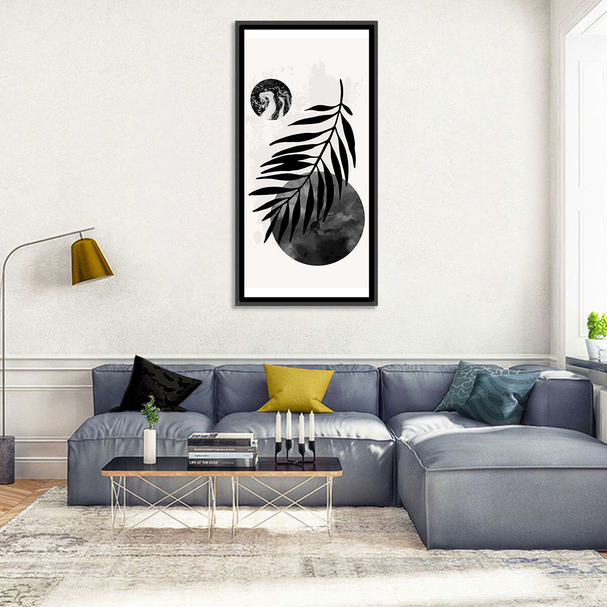 Minimal Palm Leaf Study Wall Art in a room, portrait