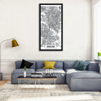 Dallas City Map with Coordinates Wall Art