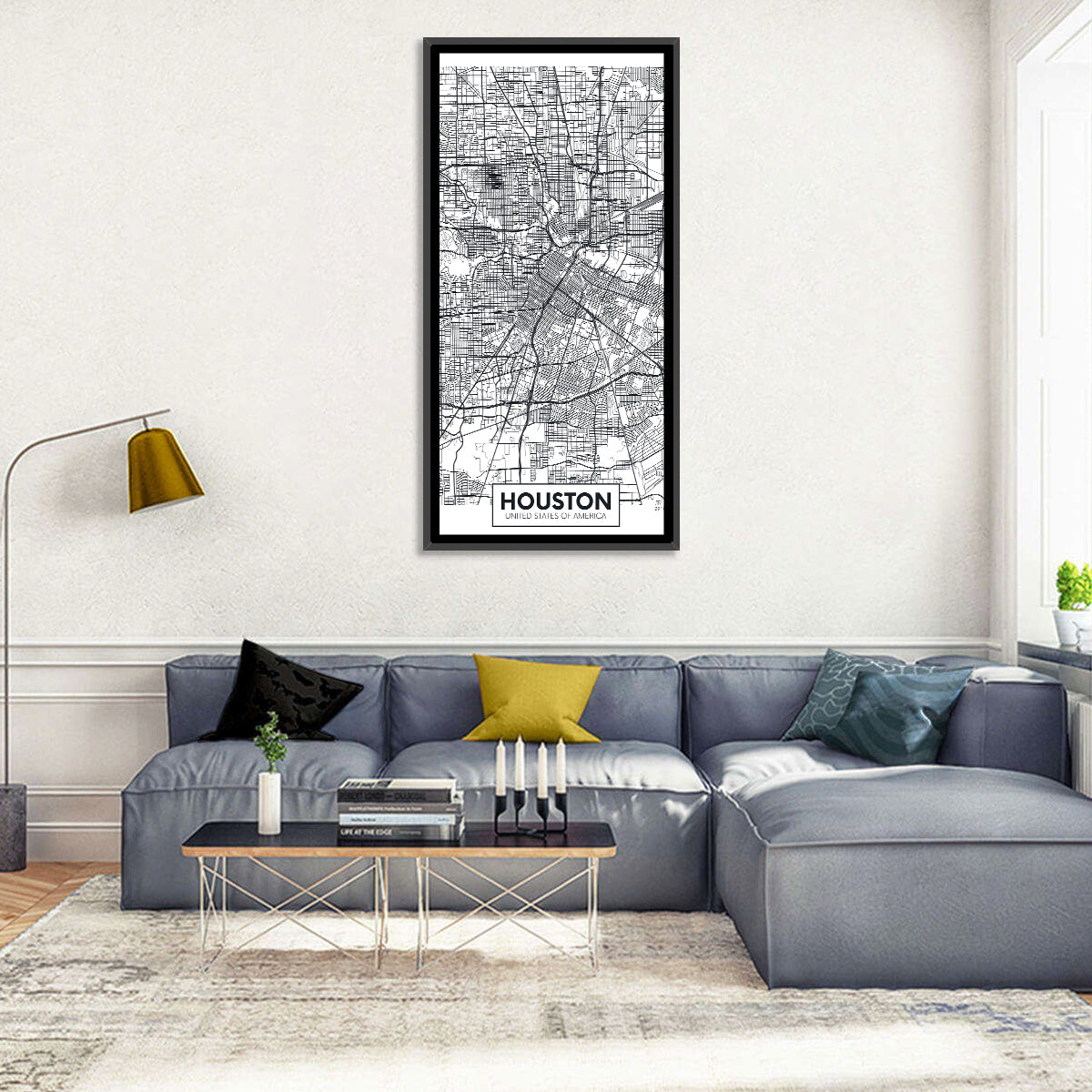 Houston Street Grid Map Wall Art