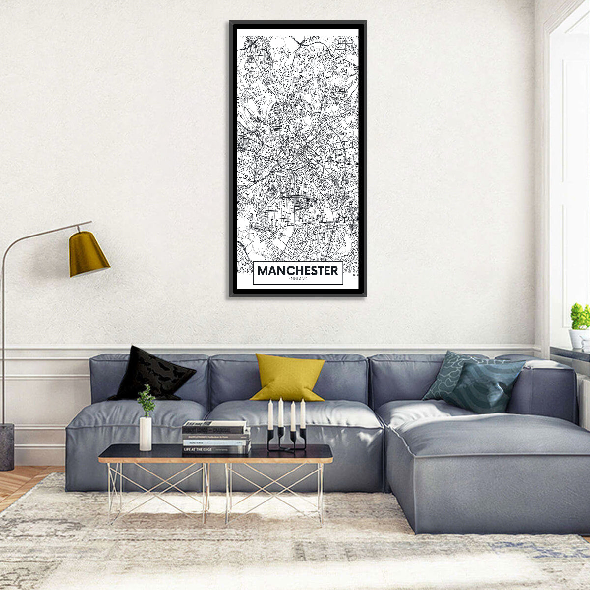 Manchester City Map, Minimalist Wall Art