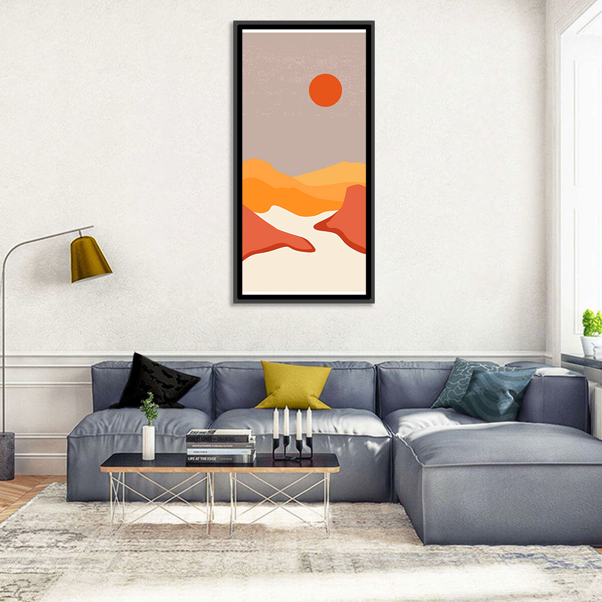 Desert Sunset Mountain Landscape Wall Art