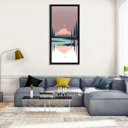 Dusk Mountain Lake Reflection Wall Art