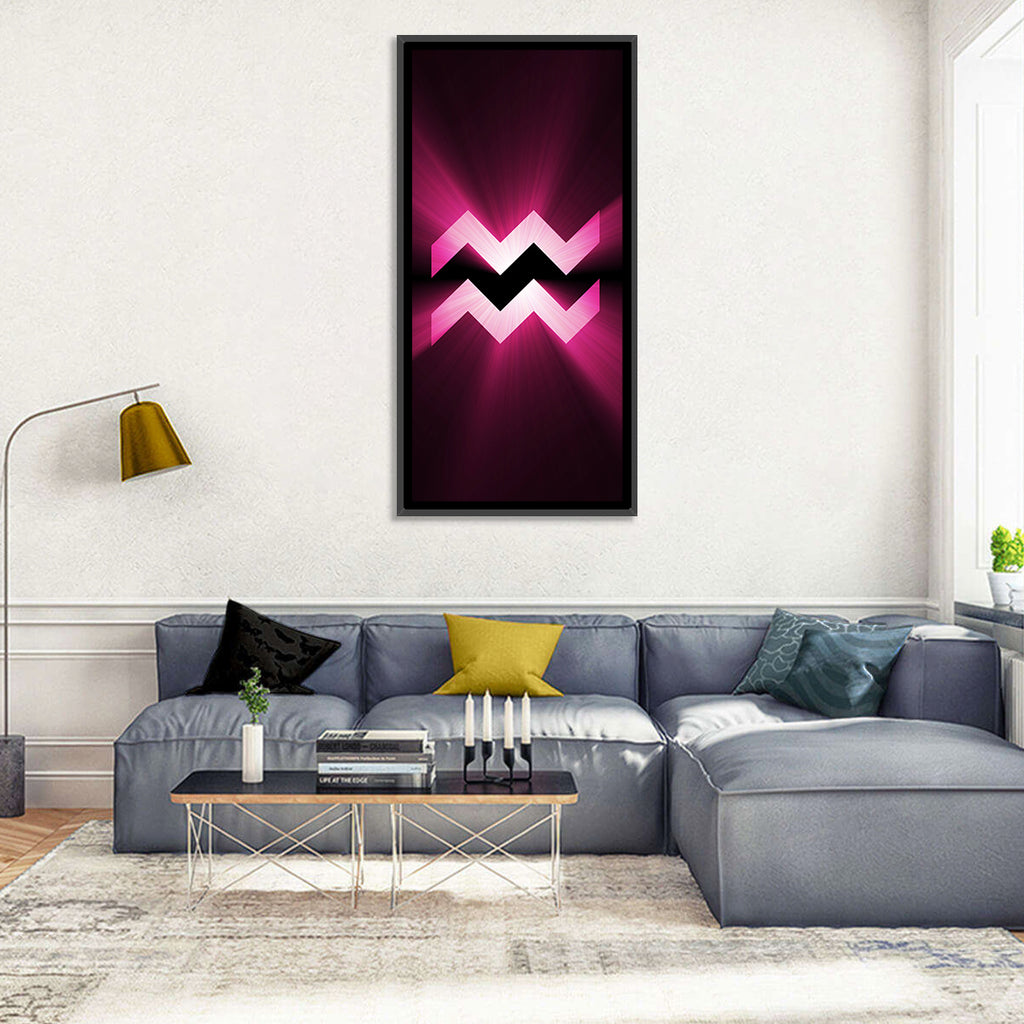 Magenta Aquarius Symbol Wall Art