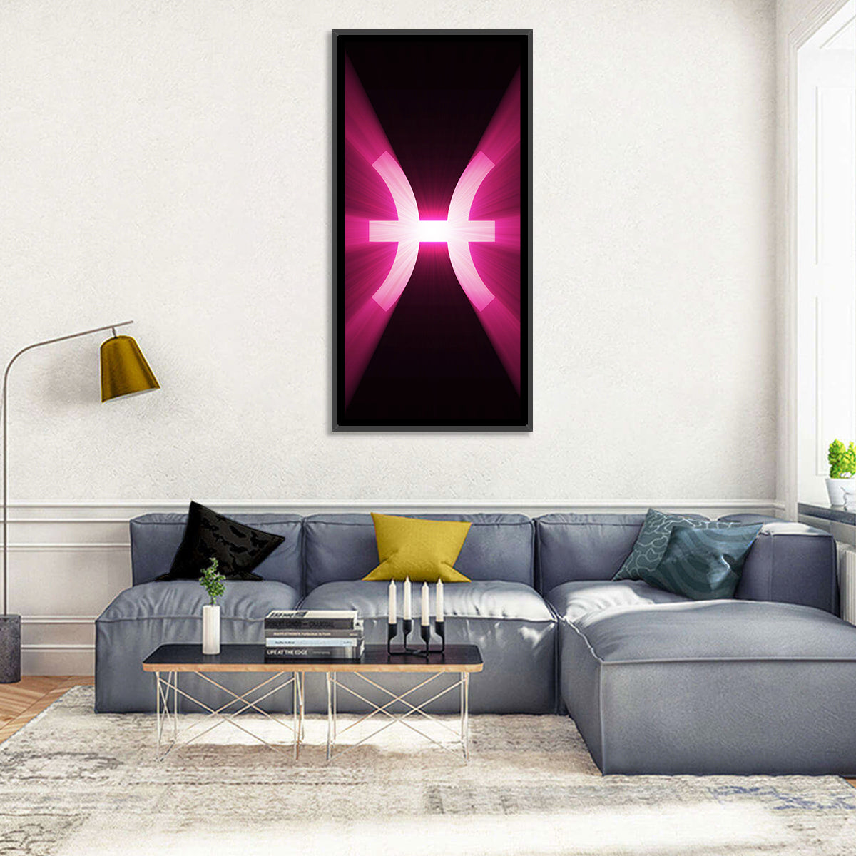 Magenta Pisces Symbol Wall Art