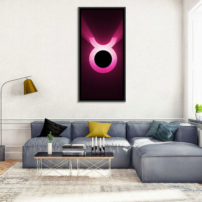 Glowing Pink Taurus Symbol Wall Art