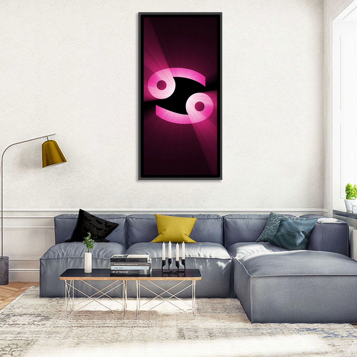 Glowing Pink Cancer Symbol Wall Art