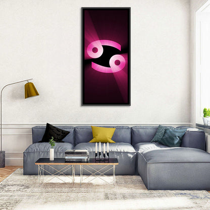 Glowing Pink Cancer Symbol Wall Art