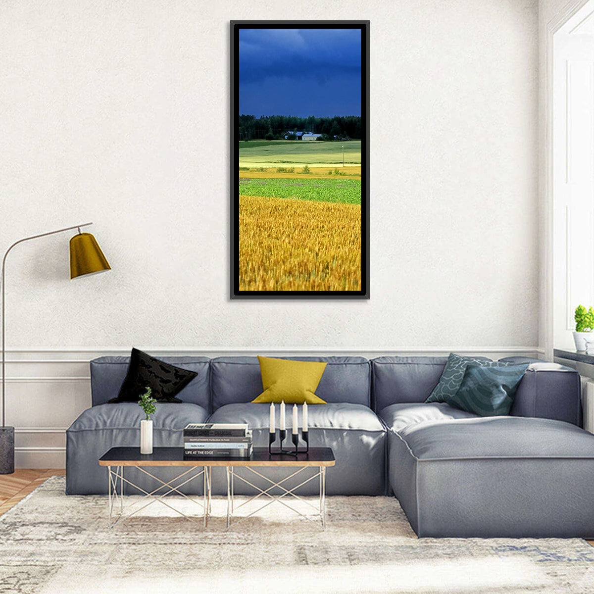 Cornfields Under Stormy Sky Wall Art