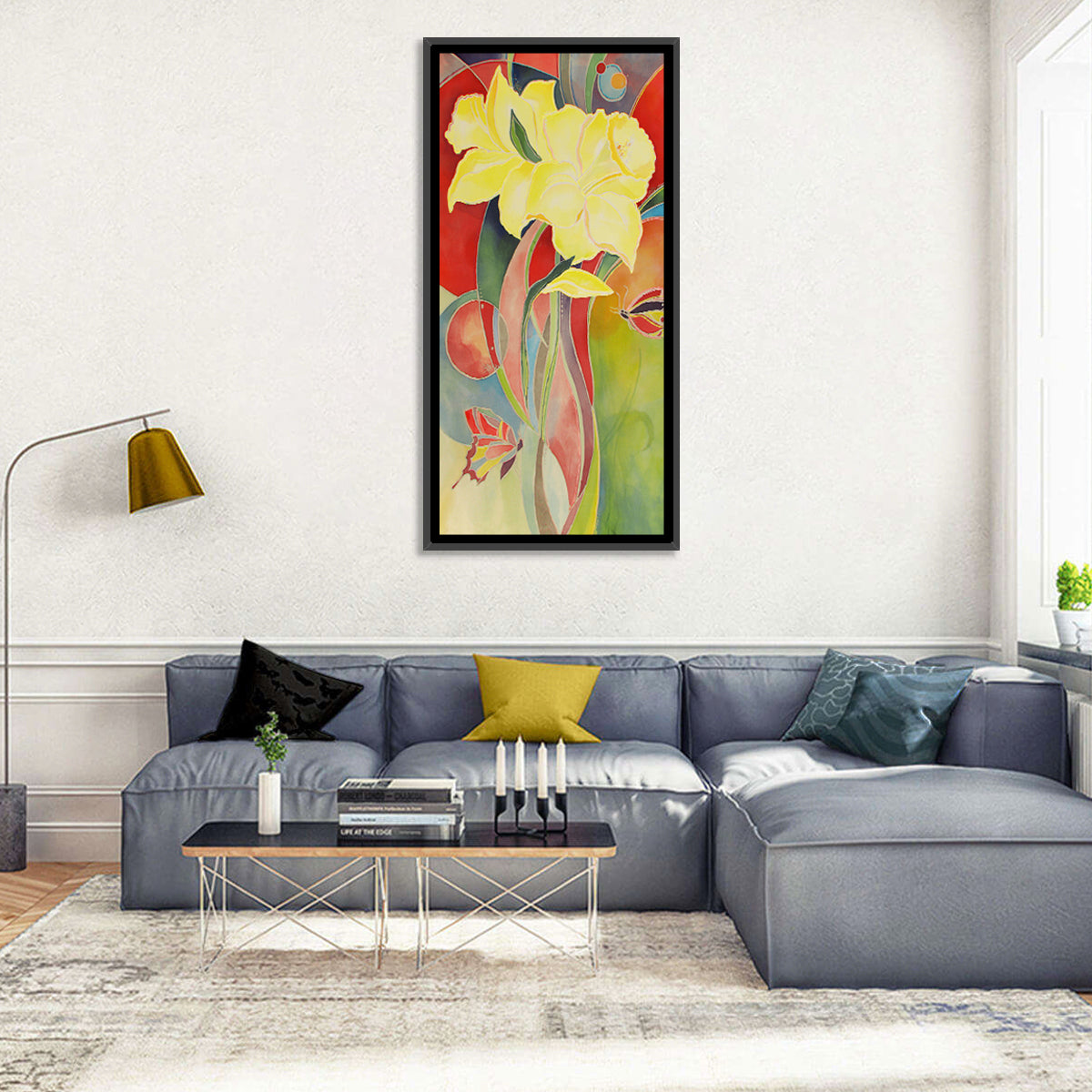 Daffodils in Bloom Wall Art in a room, portrait