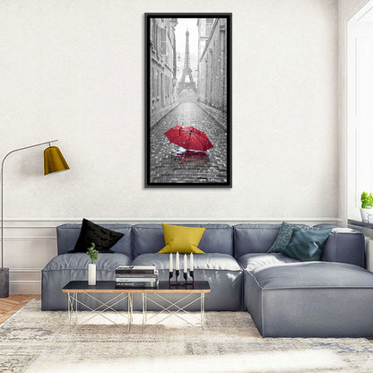 Eiffel Tower on Rainy Street Wall Art