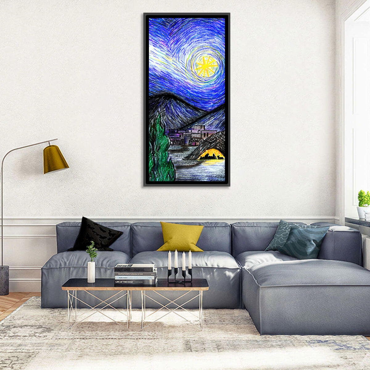Starry Night Over Bethlehem Wall Art in a room, portrait
