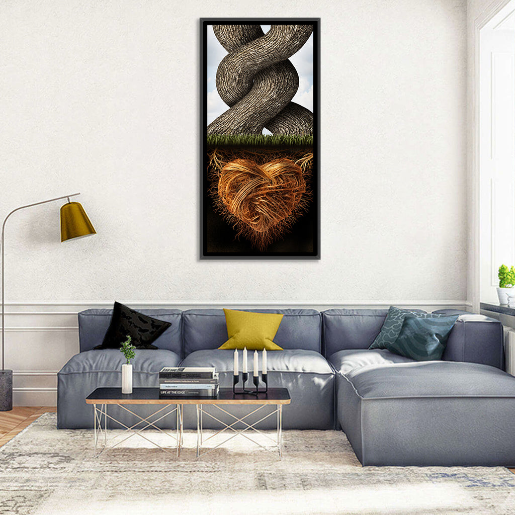 Intertwined Trees with Heart-shaped Roots Wall Art