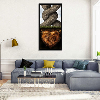 Intertwined Trees with Heart-shaped Roots Wall Art