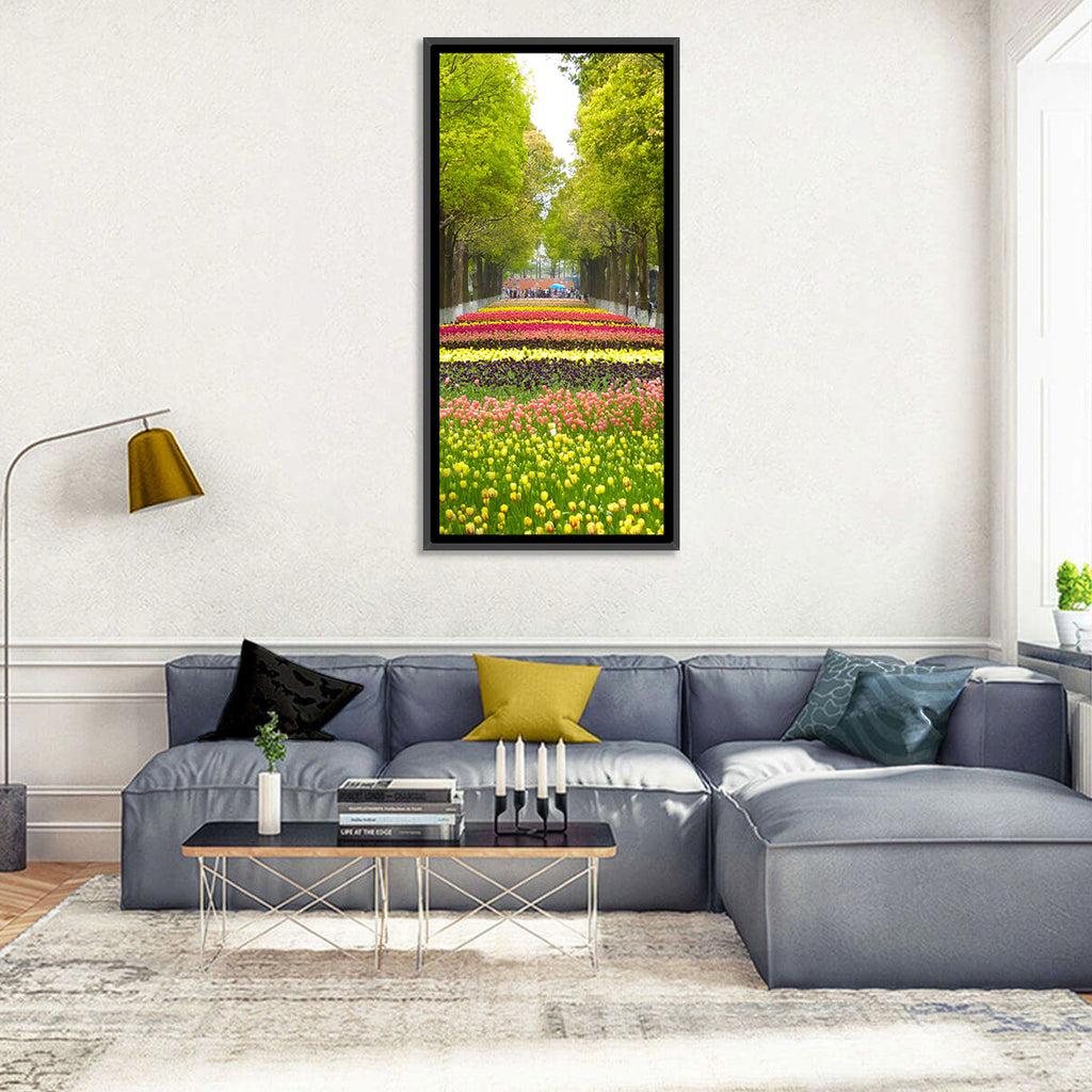 Tree-lined Tulip Garden Path Wall Art