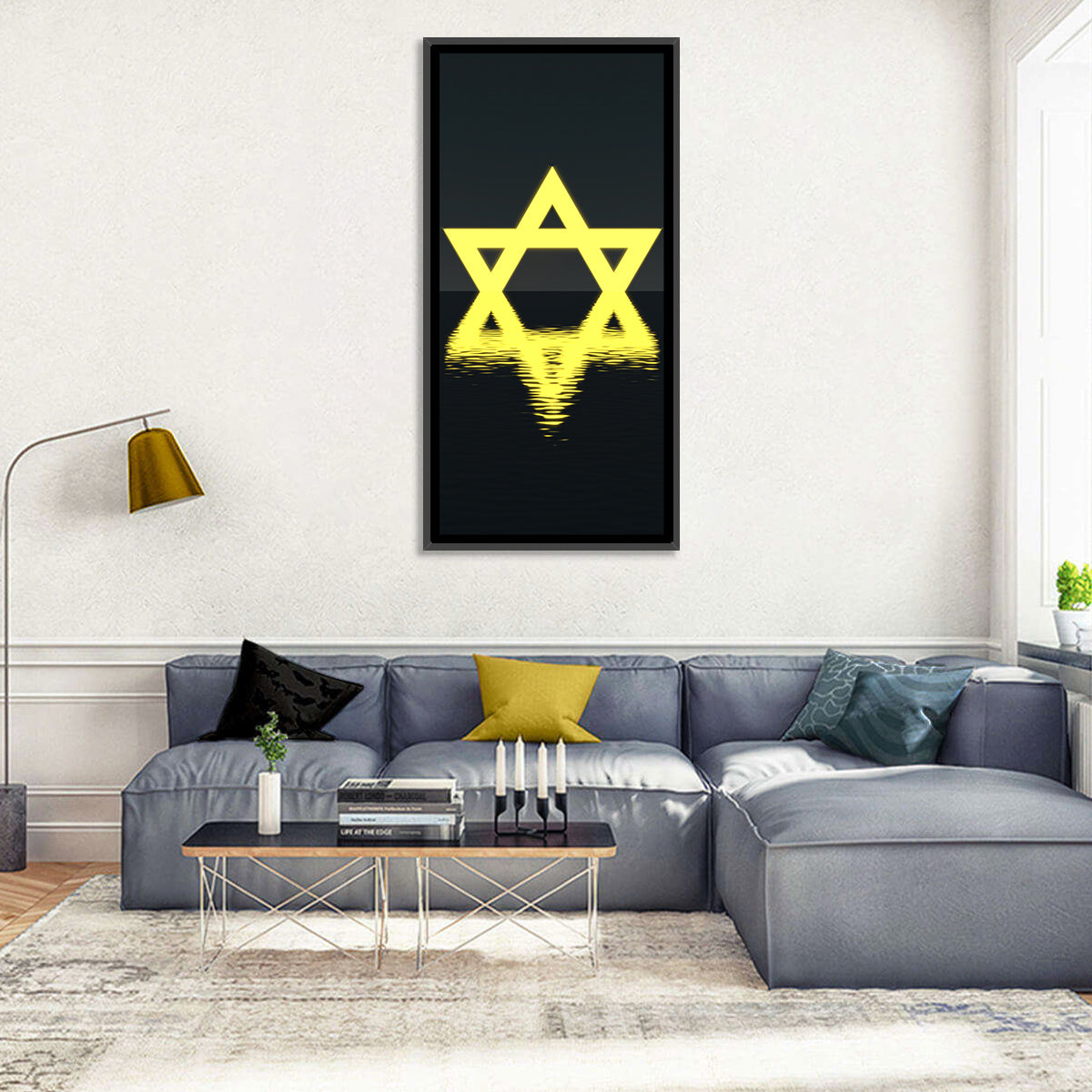Glowing Star of David Reflection Wall Art