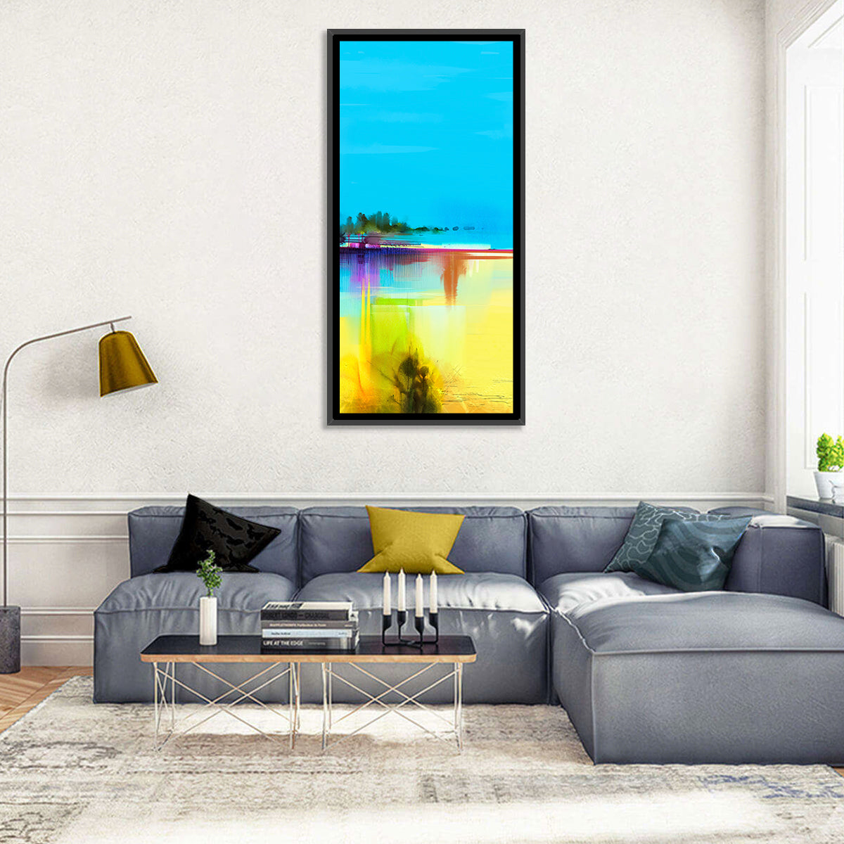 Sunlit Abstract Coastline in Spring Colors Wall Art