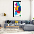 Colorful South Korea Map Wall Art