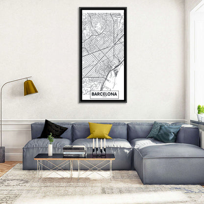 Barcelona Urban Grid Map Wall Art