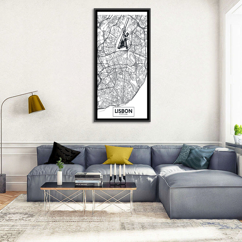 Lisbon Schematic Map Wall Art