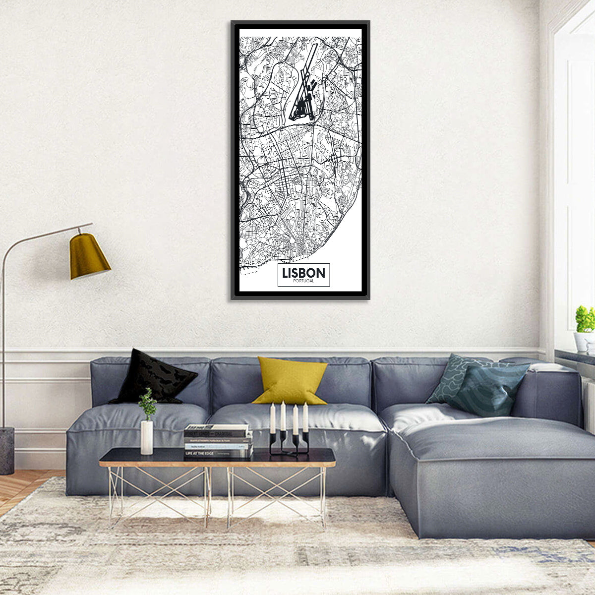 Lisbon Schematic Map Wall Art