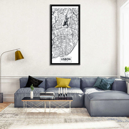 Lisbon Schematic Map Wall Art