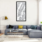 Manhattan Map, Black and White Wall Art