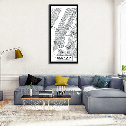 Manhattan Map, Black and White Wall Art